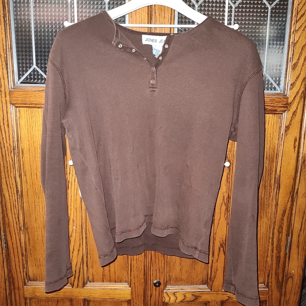 Jones Jeans women's XL long sleeve brown Henley